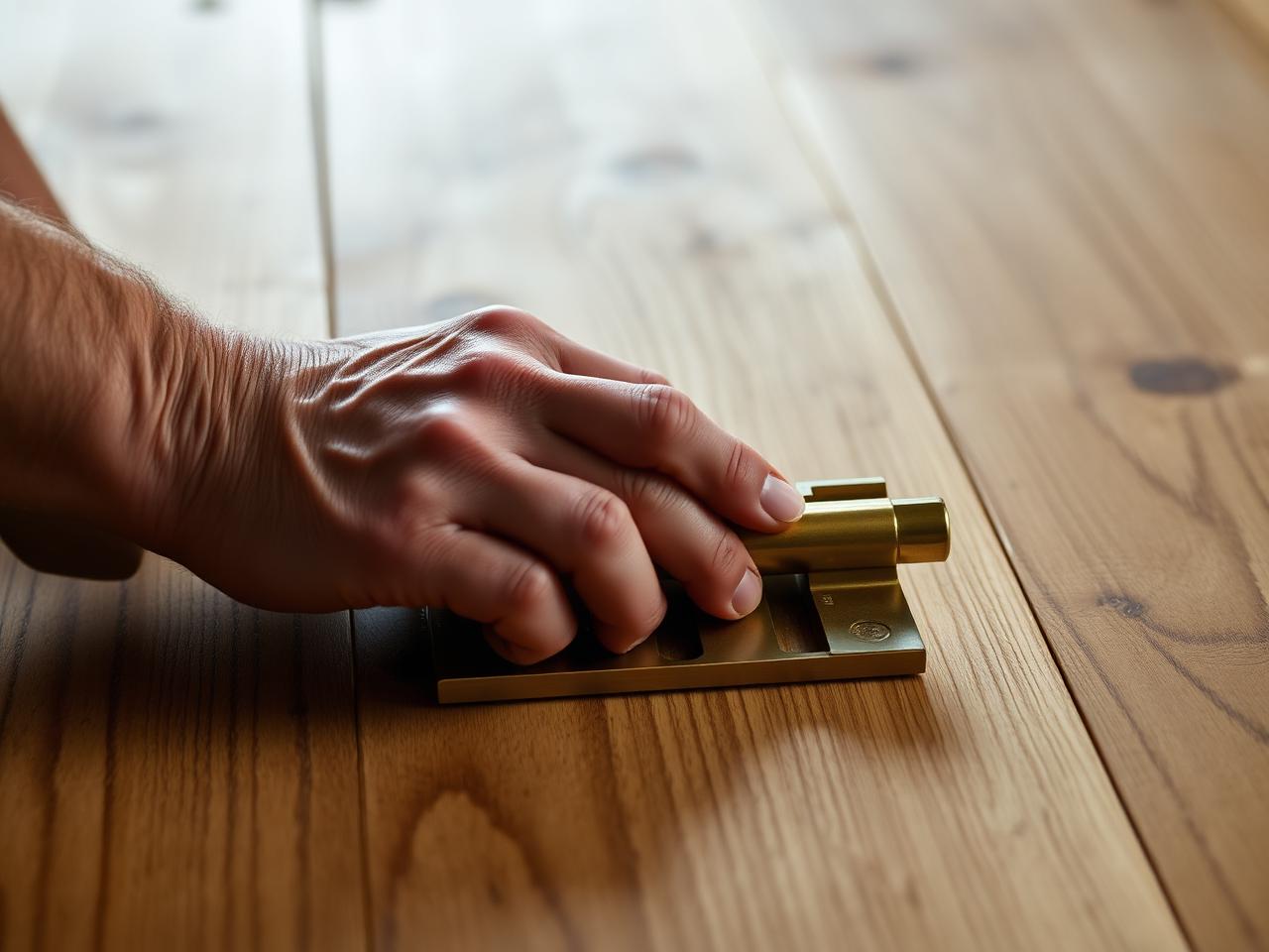Ambachtelijke houten vloer wordt zorgvuldig gelegd